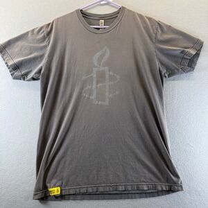 American Apparel Amnesty International Graphic T-Shirt Gray Mens Large